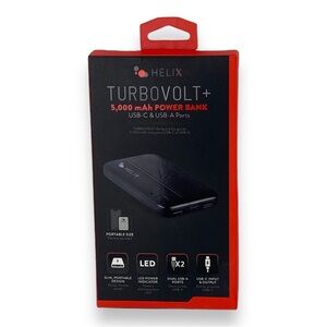 NWT Helix Power Bank 5,000 mAh with Dual USB-A Ports Black